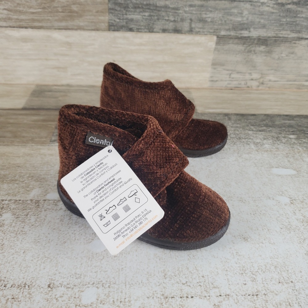 Cienta 133008 Toddlers Shoes Sz 6 Brown Velvet Round Toe Hook & Loop Ankle